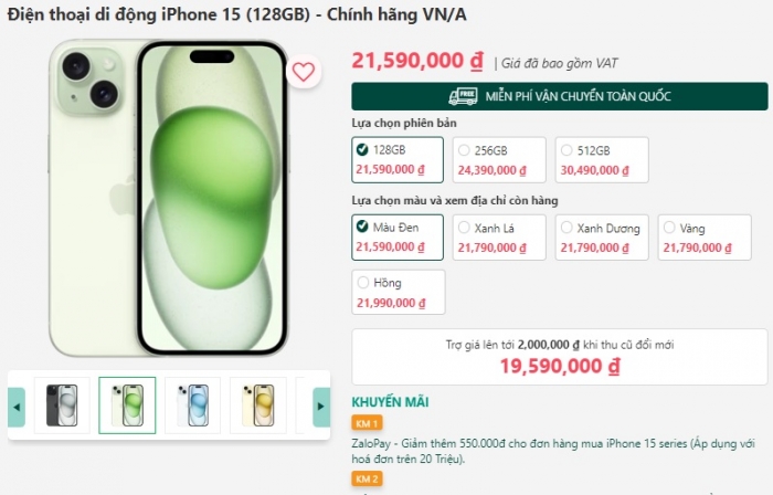Giá iPhone 15 giảm rất mạnh: Chị em khấp khởi sắm hàng xịn giá hời  - Ảnh 2.