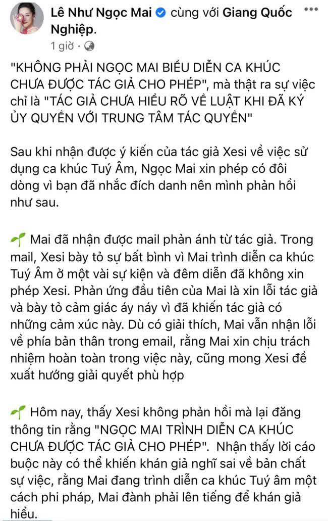 O Sen Ngọc Mai đáp trả đanh thép khi bị tố hát chưa xin phép, ông xã Quốc Nghiệp cũng có động thái bảo vệ nóc nhà! - Ảnh 5.