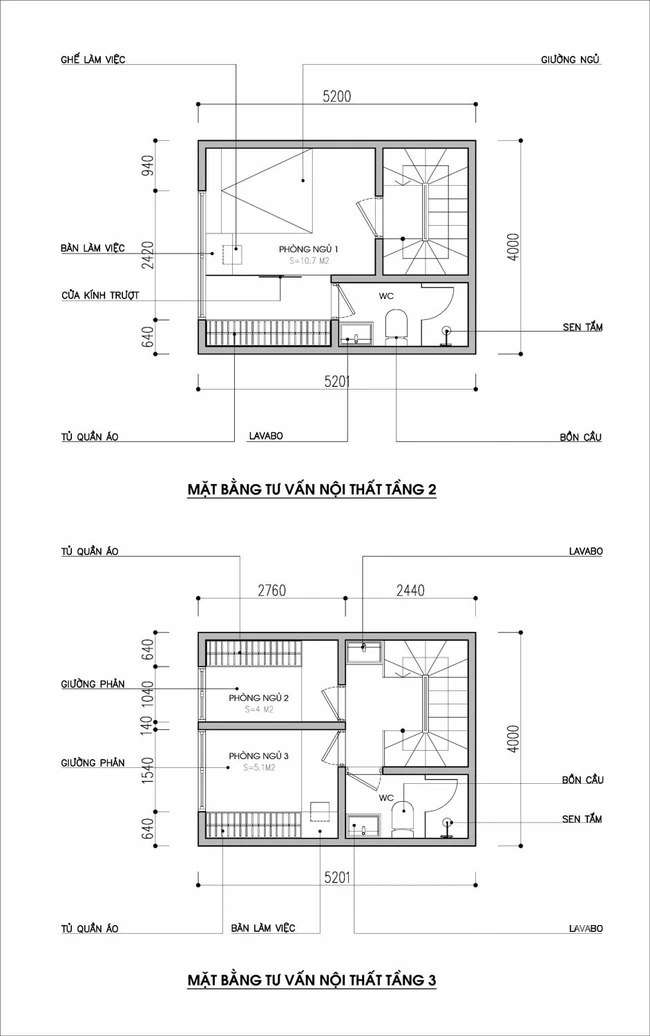 Thiết kế nội thất nhà ống diện tích 21m² với 3 phòng ngủ thoáng mát - Ảnh 2.