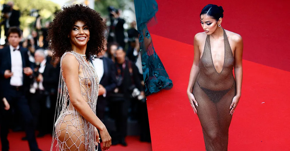Hai người đẹp bị chỉ trích dữ dội vì mặc quá lố ở thảm đỏ Cannes - Ảnh 1.