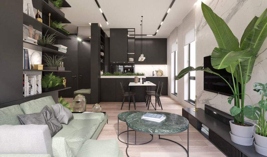 Căn hộ 16m² đẹp cá tính với thiết kế phá cách kết hợp màu đen và xanh lá của doanh nhân độc thân - Ảnh 2.