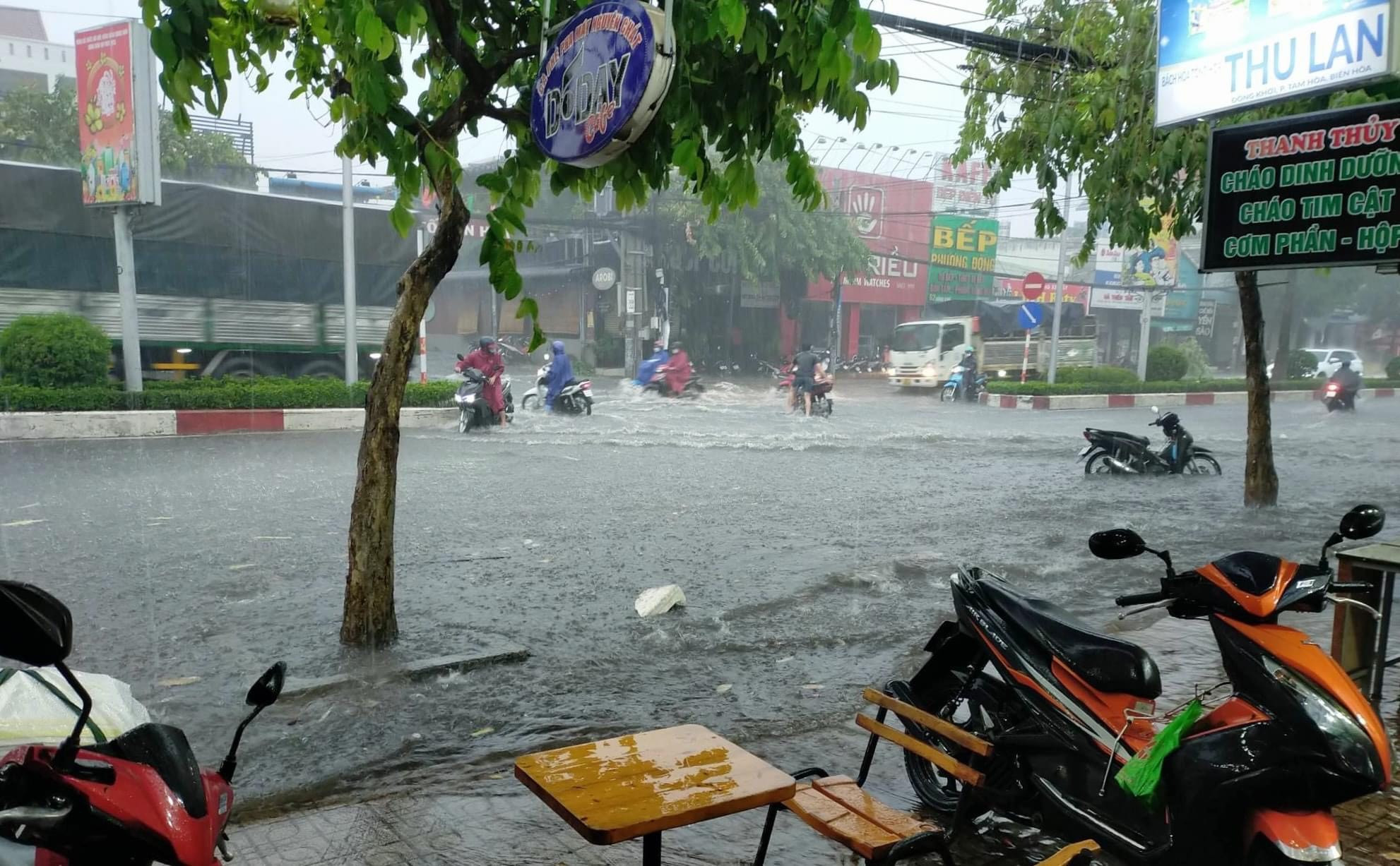Mưa lớn ở Đồng Nai, đường ngập lút xe máy, hàng nghìn hộ dân mất điện - Ảnh 2.