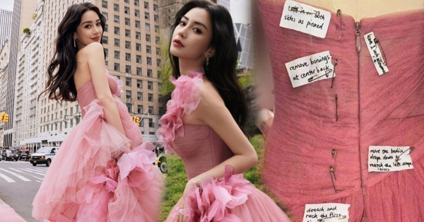 Angelababy phải "bóp váy" gần 12cm mới vừa vòng eo