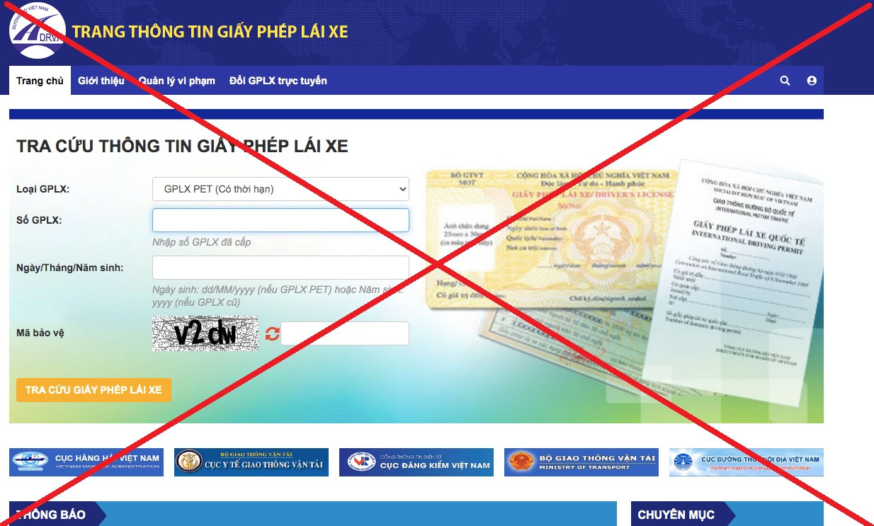 Nhiều website giả mạo tra cứu, cấp đổi giấy phép lái xe - Ảnh 1.