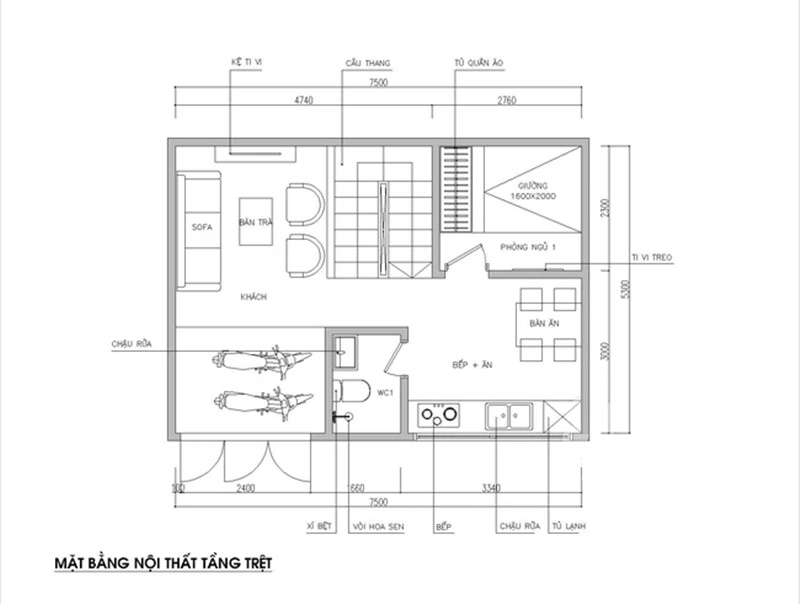 Tư vấn thiết kế nhà ống 1,5 tầng cho mảnh đất có mặt tiền rộng nhưng chiều dài ngắn - Ảnh 1.