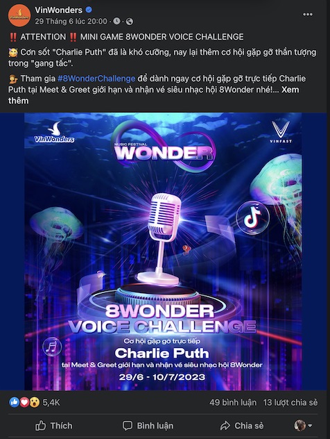 8Wonder Voice Challange - “Song ca” cùng Charlie Puth và cơ hội gặp mặt thần tượng quốc tế - Ảnh 1.