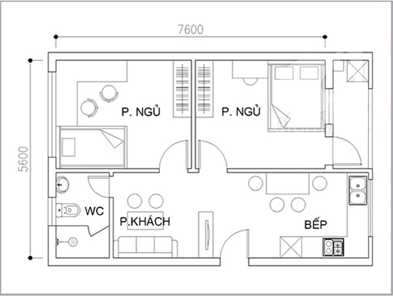 Cải tạo lại căn hộ 42m2 trong chung cư cũ cho gia đình 4 người