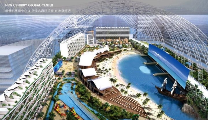 Tòa nhà siêu lớn ở Trung Quốc: To bằng 2 sân bay, bãi biển riêng dài 400 m - Ảnh 4.
