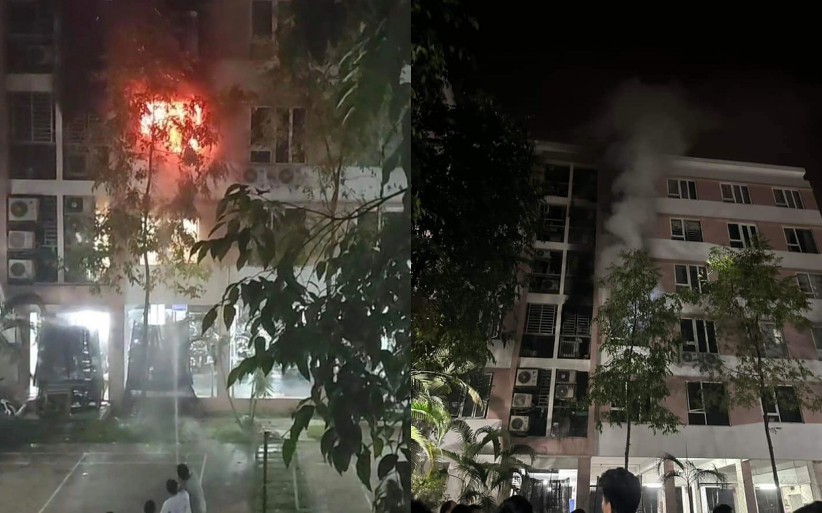 Lại thêm một tòa chung cư 6 tầng tại Hà Nội bốc cháy ngùn ngụt lúc nửa đêm, nhiều người sợ hãi bỏ chạy