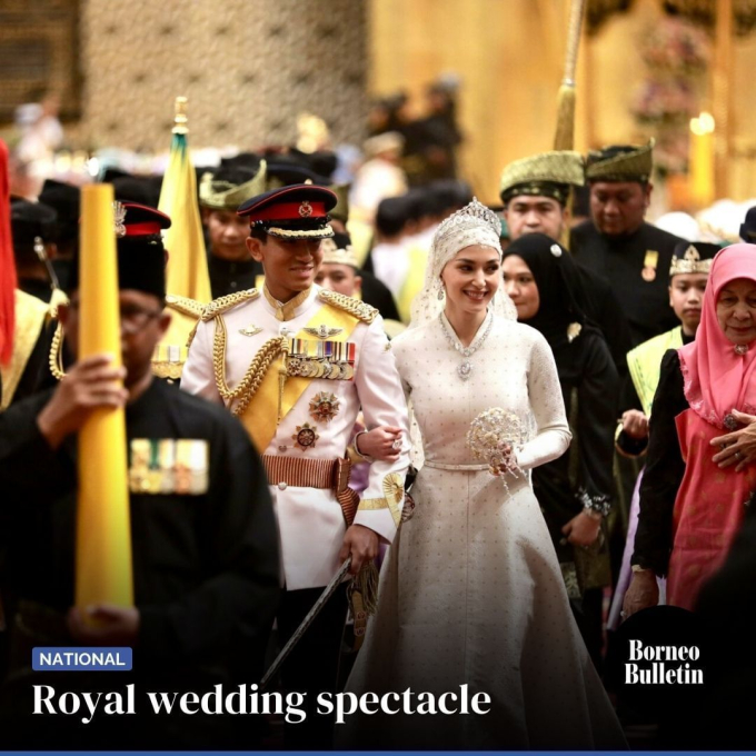 Cô dâu của hoàng tử &quot;hot&quot; nhất châu Á lại gây sốt trong dáng vẻ yêu kiều, hôn lễ xa hoa tổ chức trong cung điện dát vàng 1.800 phòng - Ảnh 1.