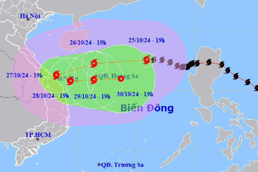 Bão số 6 khả năng ở ven bờ biển Trung Trung Bộ hơn 24 giờ, đổi hướng 3 lần - Ảnh 1.