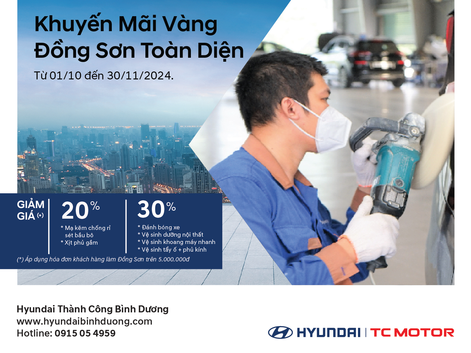 Khuyến mãi dịch vụ vàng - Đồng sơn toàn diện tại Hyundai Thành Công Bình Dương- Ảnh 1.