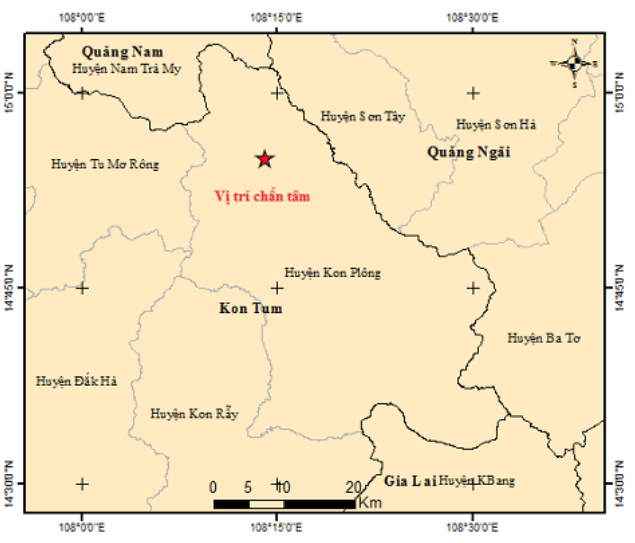Động đất Kon Tum lại được thiết lập, chưa đầy 1 giờ xảy ra 6 trận - Ảnh 1.