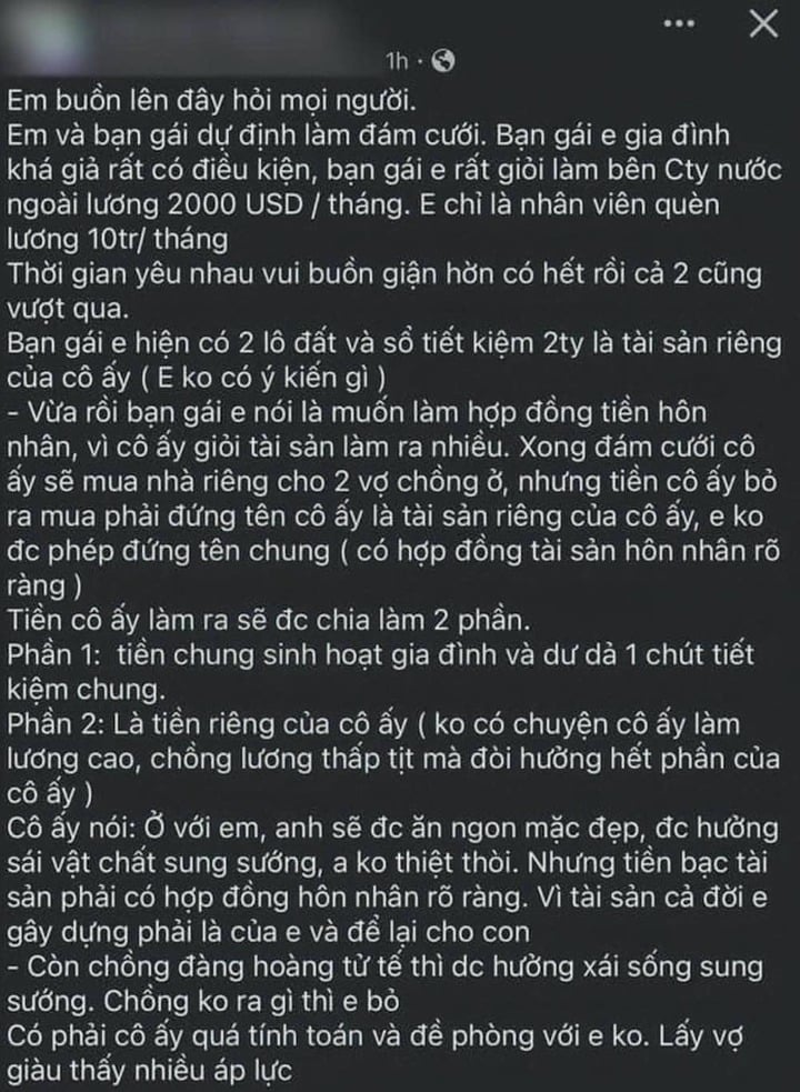 Bạn gái có tiền tỷ và 2 lô đất nhưng bắt ký hợp đồng tài sản mới chịu cưới - Ảnh 2.