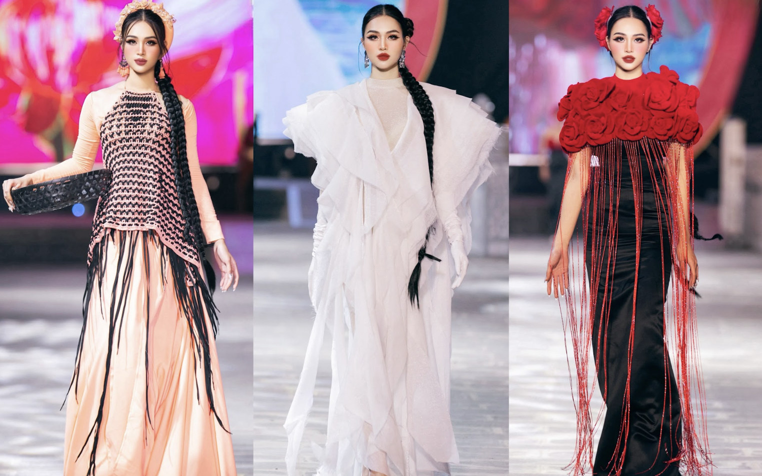 Minh Anh đọ sắc cùng Hoa hậu Hương Giang trong fashion show "Nguyện ước chốn thiêng"