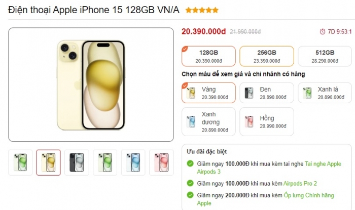 Giá iPhone 15, iPhone 15 Plus, iPhone 15 Pro giảm cực rẻ sát Tết Nguyên đán: Tội gì không tự thưởng cho mình