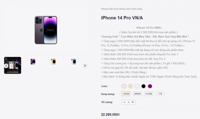 Giá iPhone 14, iphone 14 Plus, iPhone 14 Pro giảm mạnh cận Tết, chưa lúc nào có giá tốt như vậy