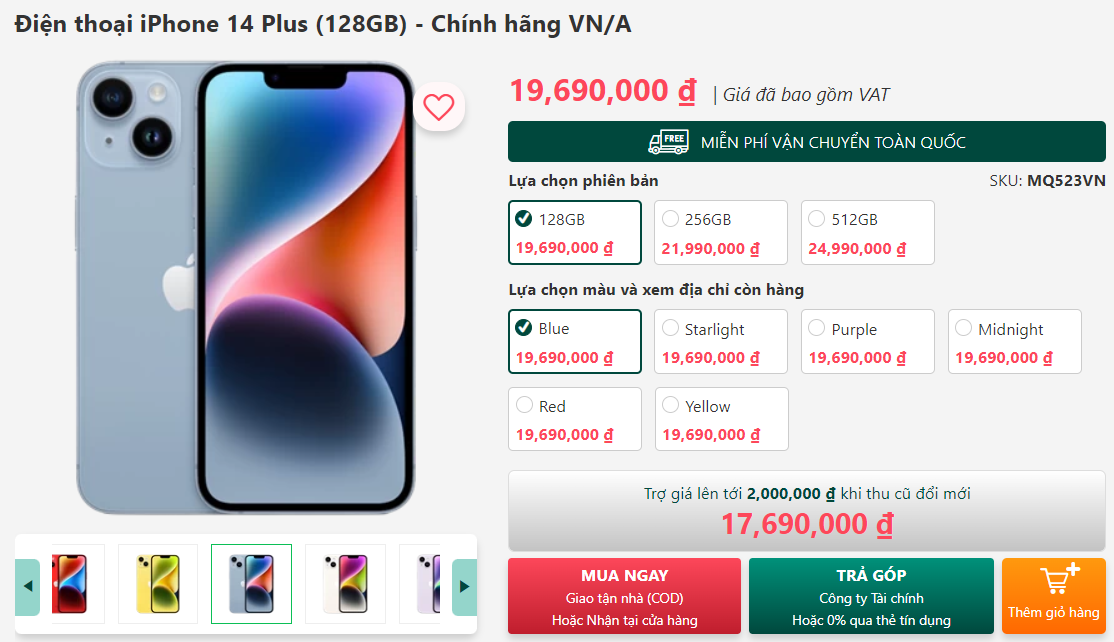 Giá iPhone 14, iPhone 14 Pro, iPhone 14 Plus mới nhất giảm 'sập sàn' , khách Việt tranh thủ cơ hội sở hữu
