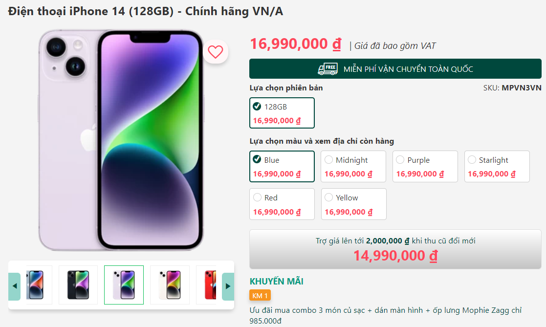 Giá iPhone 14, iPhone 14 Pro, iPhone 14 Plus mới nhất giảm 'sập sàn' , khách Việt tranh thủ cơ hội sở hữu- Ảnh 2.