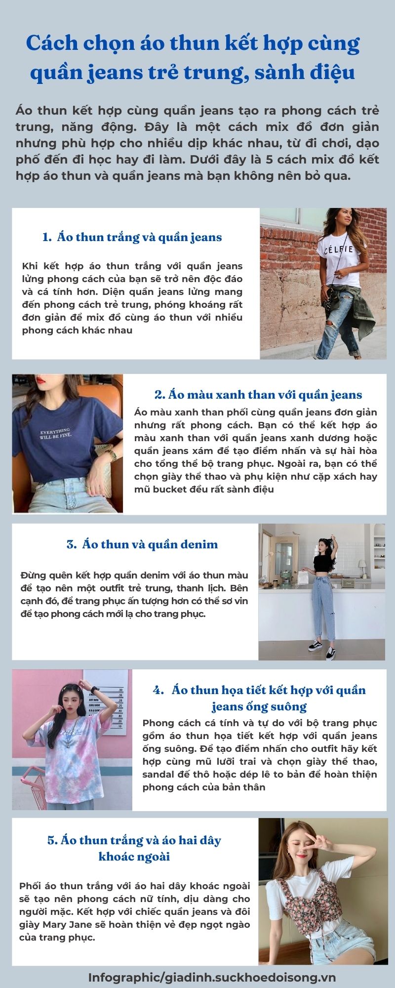 Cách chọn áo thun kết hợp cùng quần jeans trẻ trung, sành điệu - Ảnh 1.