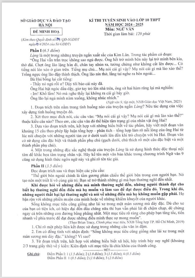 Hà Nội: Bất ngờ công bố cấu trúc, định dạng đề thi tuyển lớp 10 THPT - Ảnh 2.
