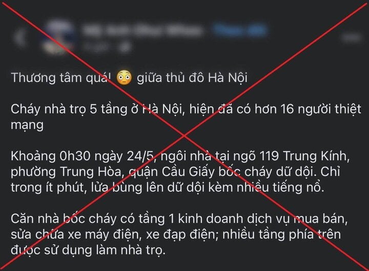 Xử phạt 2 người đăng tin sai sự thật về vụ cháy nhà trọ ở Hà Nội - Ảnh 2.