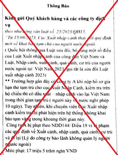 Sự thật về thông tin người nước ngoài xuất cảnh khỏi Việt Nam không làm thủ tục khai báo sẽ bị xử phạt? - Ảnh 1.