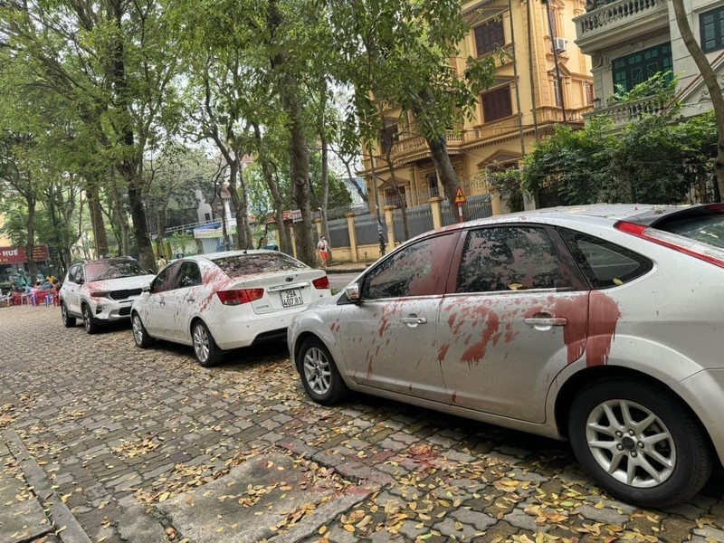 Làm rõ nguyên nhân ô tô bị tạt sơn ở Định Công, bắt 4 đối tượng - Ảnh 1.