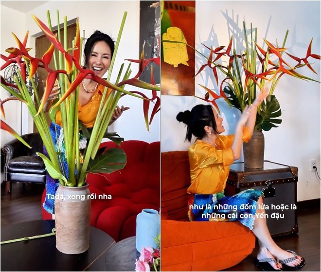 Phong cách cắm hoa độc đáo của Diva Hồng Nhung trong penthouse sang trọng