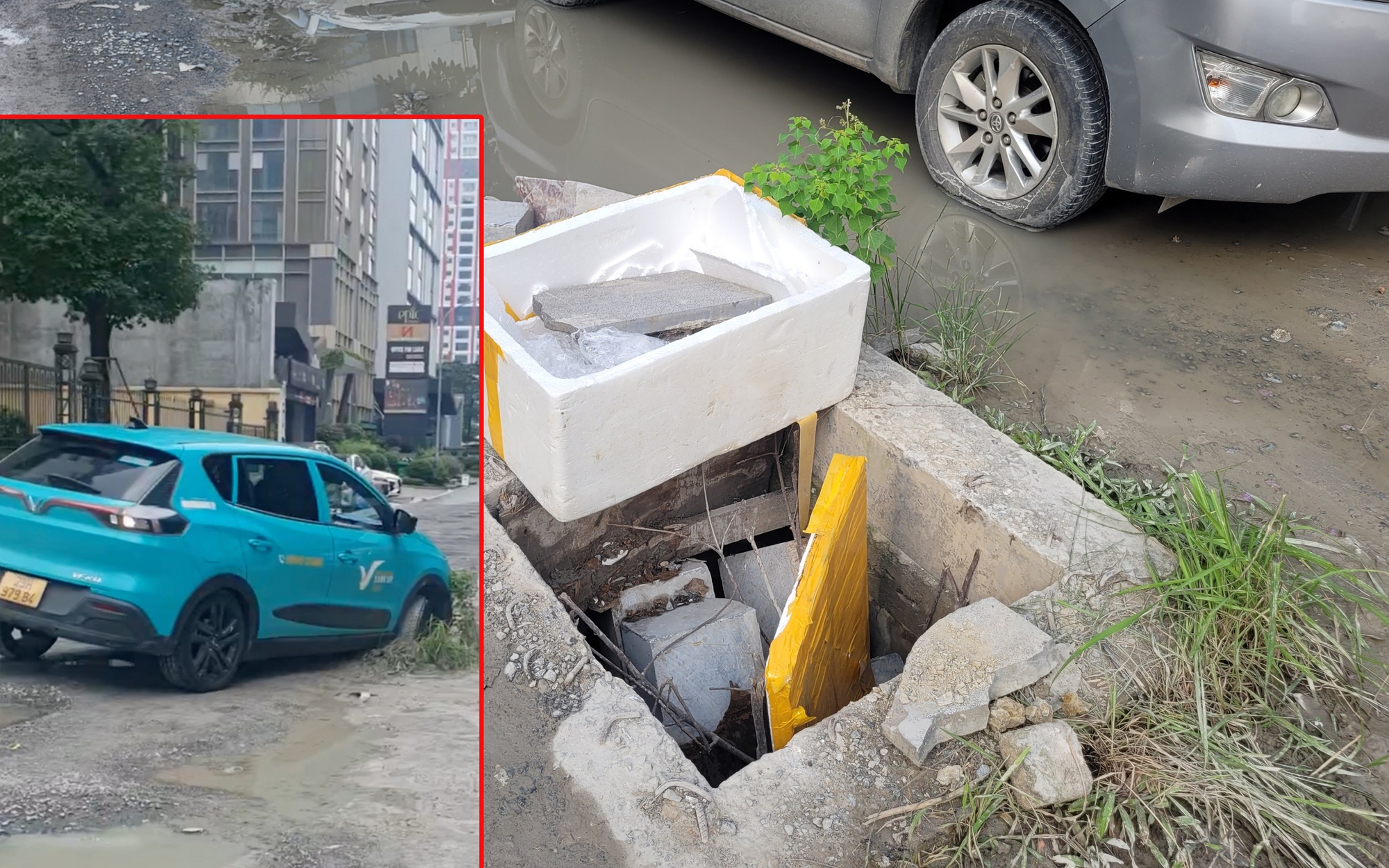 Hà Nội: Thêm xe ô tô bị "sập bẫy" khi di chuyển qua Dự án D20 Cầu Giấy