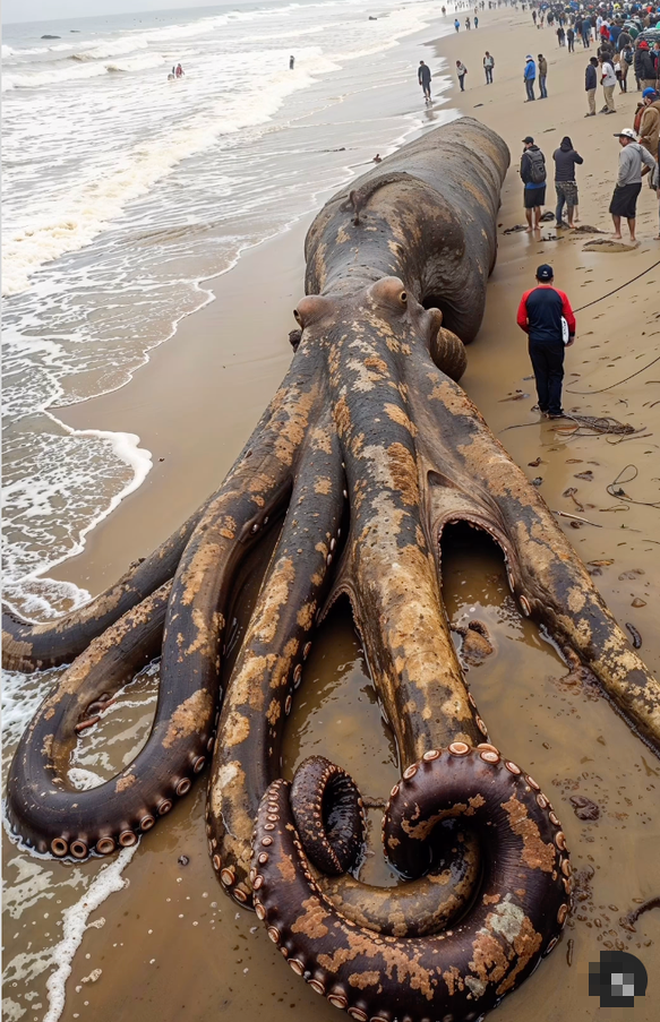 Hình ảnh “thủy quái” khổng lồ chưa từng thấy dạt bờ biển gây xôn xao Internet: Tiết lộ sự thật bất ngờ - Ảnh 3.