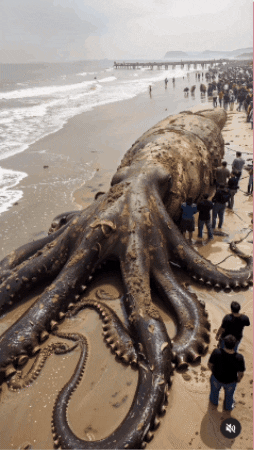 Hình ảnh “thủy quái” khổng lồ chưa từng thấy dạt bờ biển gây xôn xao Internet: Tiết lộ sự thật bất ngờ - Ảnh 3.