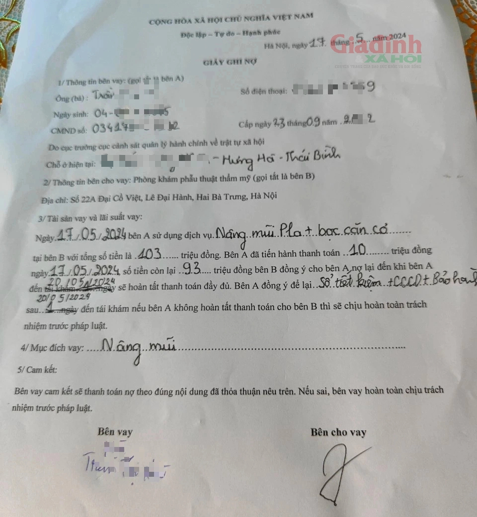 Thảm họa làm đẹp khi đến nhầm chỗ (bài 11): Nâng mũi sụn lạnh hết 103 triệu đồng, nạn nhân thứ 9 của Changwon buộc ghi giấy nợ, 'cầm cố' sổ tiết kiệm, CCCD- Ảnh 8.