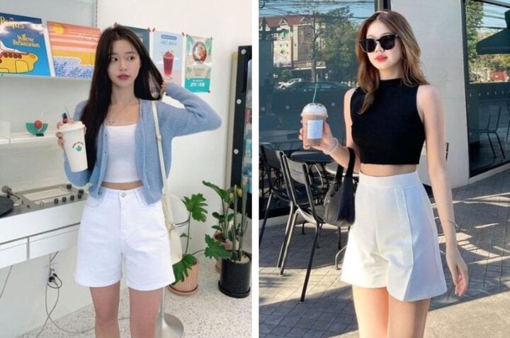 Phối đồ với quần shorts trắng - Ảnh 2.