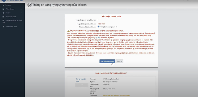 6 bước thanh toán lệ phí xét tuyển nguyện vọng đại học năm 2024 nhanh gọn, chính xác - Ảnh 5.