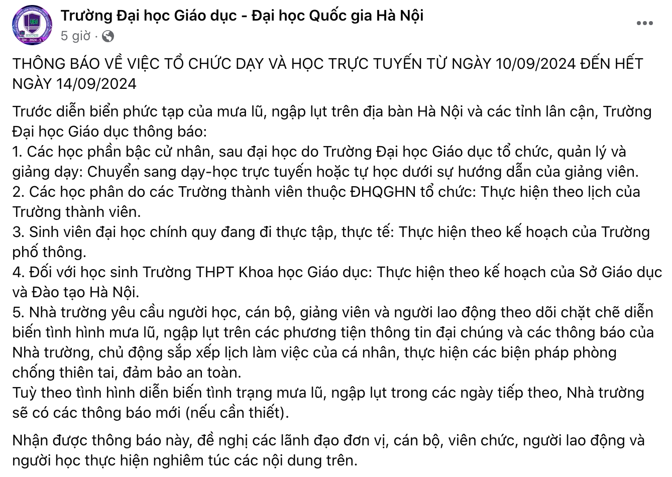 Loạt trường đại học cho sinh viên học online do mưa lũ - Ảnh 2.