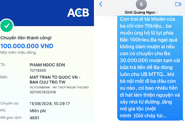 Quang Hải và vợ bán ô tô, Ngọc Sơn vay tiền con trai nuôi để ủng hộ đồng bào rốn lũ miền Bắc- Ảnh 3.