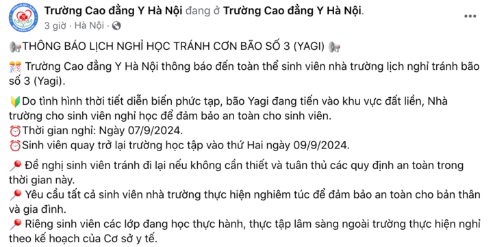 Nhiều trường đại học hoãn nhập học, cho sinh viên nghỉ tránh bão Yagi - Ảnh 1.