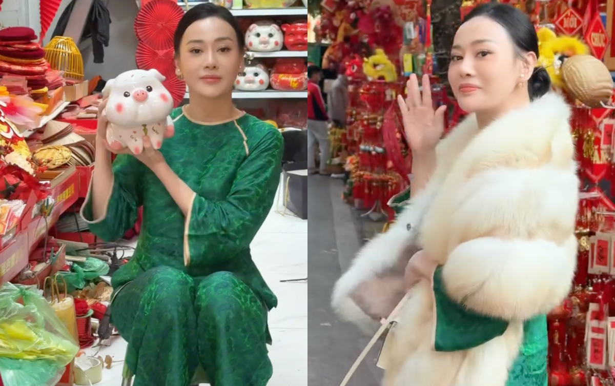 Phương Oanh đeo túi gần 1 tỷ đi chợ Tết khiến fan trầm trồ - Ảnh 2.