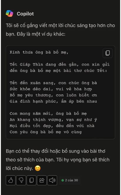 Nhiều người đua nhau viết lời chúc, tạo ảnh mừng năm mới bằng AI - Ảnh 1.