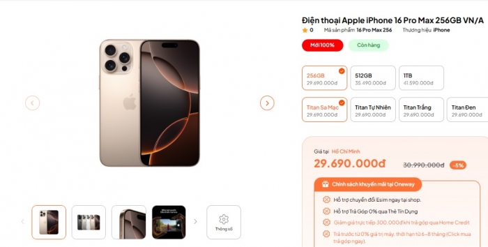 Giá iPhone 16 Pro Max rẻ kỷ lục, giảm mạnh chưa từng có, thấp hơn iPhone 17 Pro Max gần 10 triệu đồng dù xịn chẳng kém - Ảnh 2. Giá iPhone 16 Pro Max rẻ kỷ lục, giảm mạnh chưa từng có, thấp hơn iPhone 17 Pro Max gần 10 triệu đồng dù xịn chẳng kém - Ảnh 2.