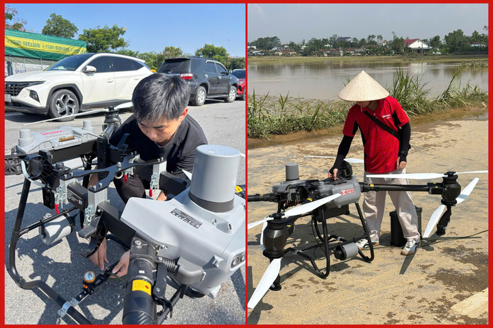 Cận cảnh Drone Viettel vận chuyển hàng cứu trợ tại vùng lũ - Ảnh 7.