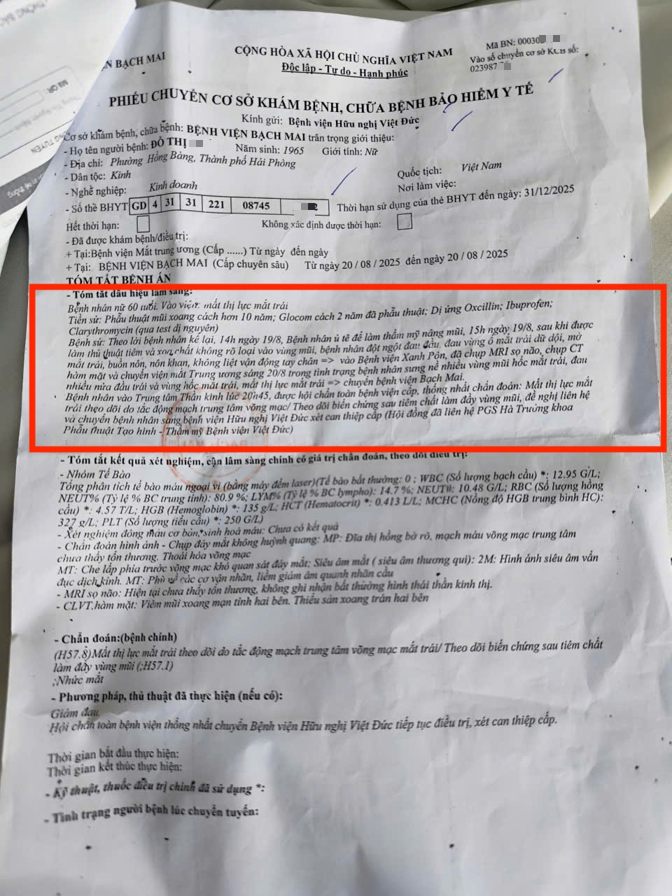 Nâng mũi cải vận nhận lại nỗi đau (bài 4): Sau tổn thương 41% cơ thể, nạn nhân tiêm filler bị mù mắt trái nhận bồi thường 250 triệu đồng để cố gắng 'giữ' mắt phải - Ảnh 2.