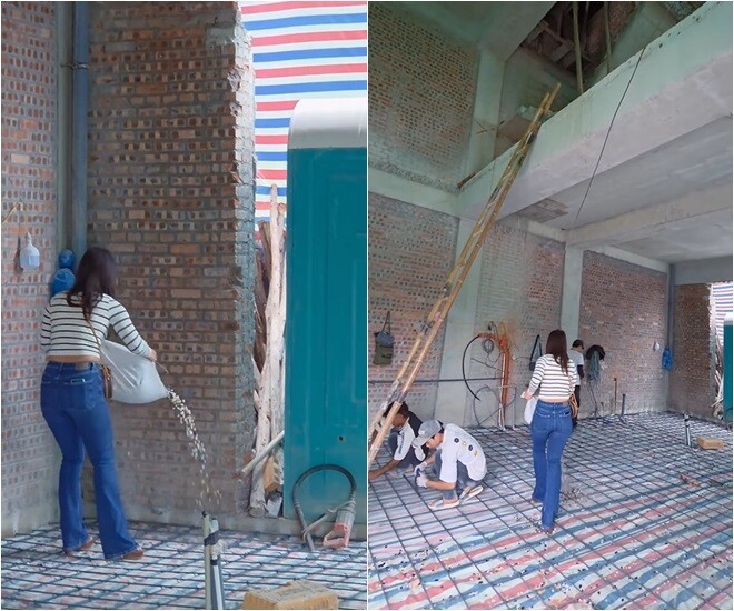 Vợ chồng Mạnh Trường rải đá thạch anh cho phong thủy biệt thự mới - Ảnh 4.