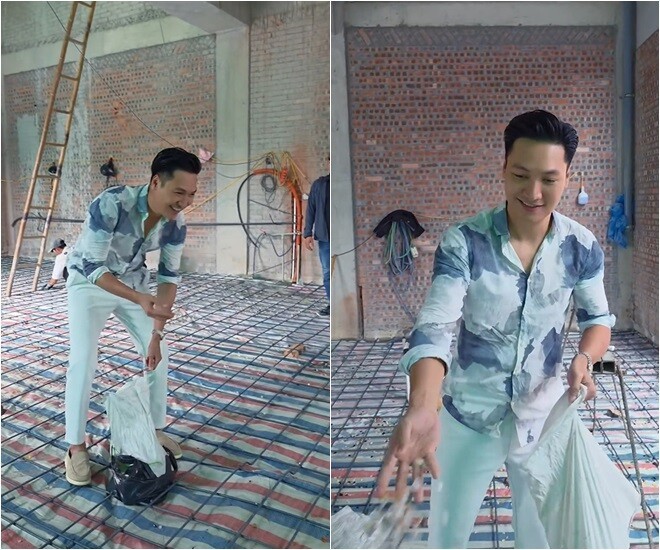 Vợ chồng Mạnh Trường rải đá thạch anh cho phong thủy biệt thự mới - Ảnh 5.