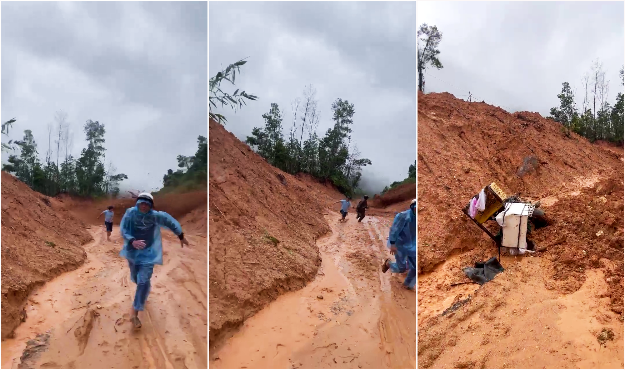 Thoát chết trong gang tấc khi quả đồi bất ngờ đổ ập xuống Quốc lộ 40B- Ảnh 1.