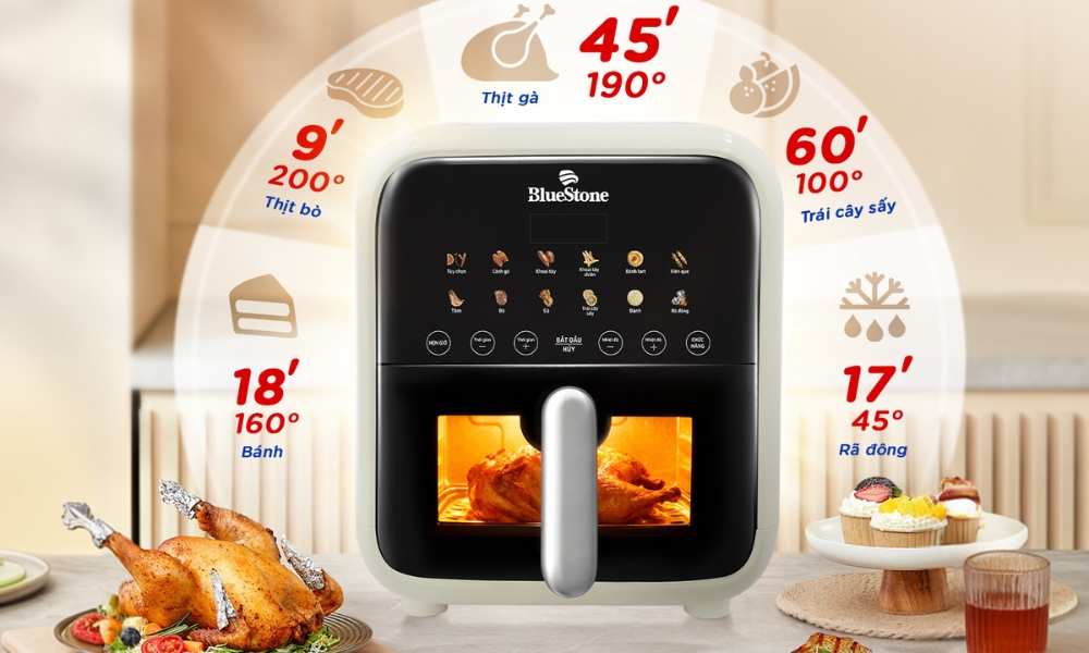 Nồi chiên không dầu BlueStone - Chọn chuẩn sống khỏe, trọn an tâm mỗi ngày - Ảnh 2. Nồi chiên không dầu BlueStone - Chọn chuẩn sống khỏe, trọn an tâm mỗi ngày - Ảnh 2.