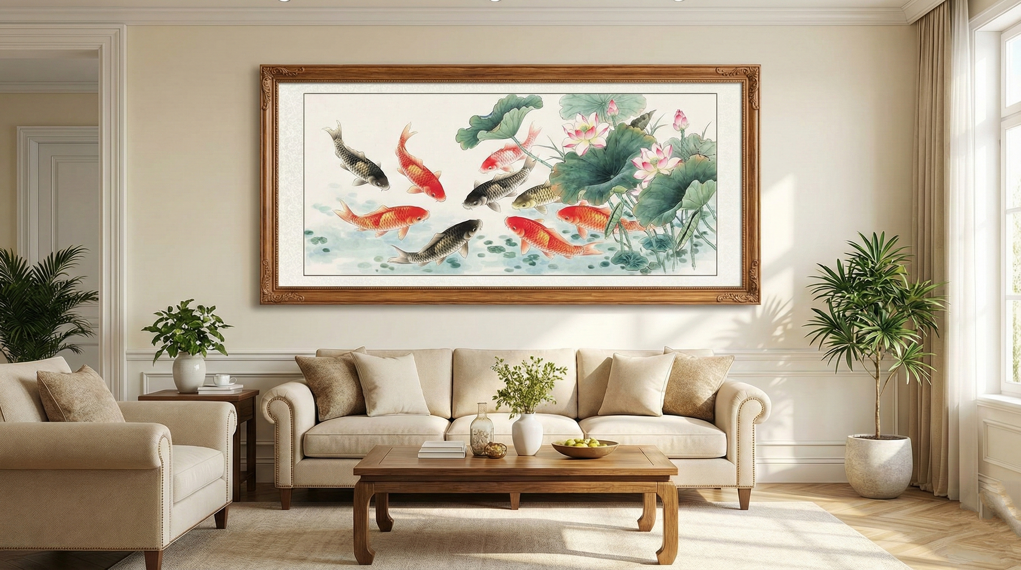 Tại sao giới nh&agrave; gi&agrave;u thường treo tranh "cửu ngư quần hội" ở ph&ograve;ng kh&aacute;ch? B&iacute; mật về sự dư dả &iacute;t người biết- Ảnh 1.