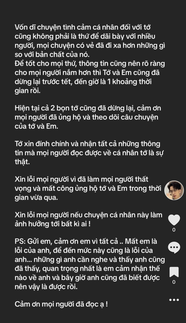 ViruSs xin lỗi, thừa nhận đã lừa dối Ngọc Kem, gửi lời cảm ơn đến bạn gái cũ - Ảnh 2.