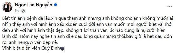 NSƯT Quý Bình từ chối diễn viên Ngọc Lan đến thăm - Ảnh 2.